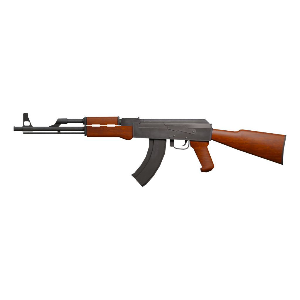 Back view of the AK 47 3D model