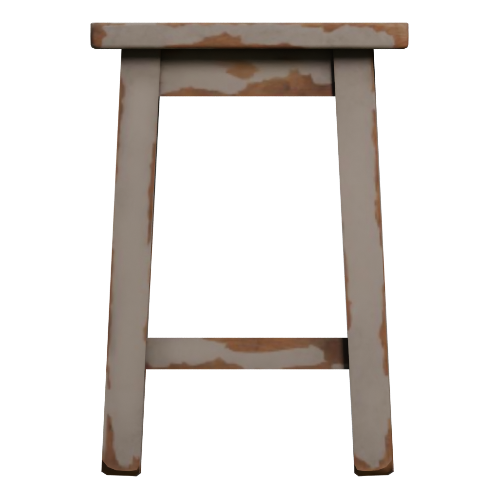 Right view of the Painted Wooden Stool 3D model