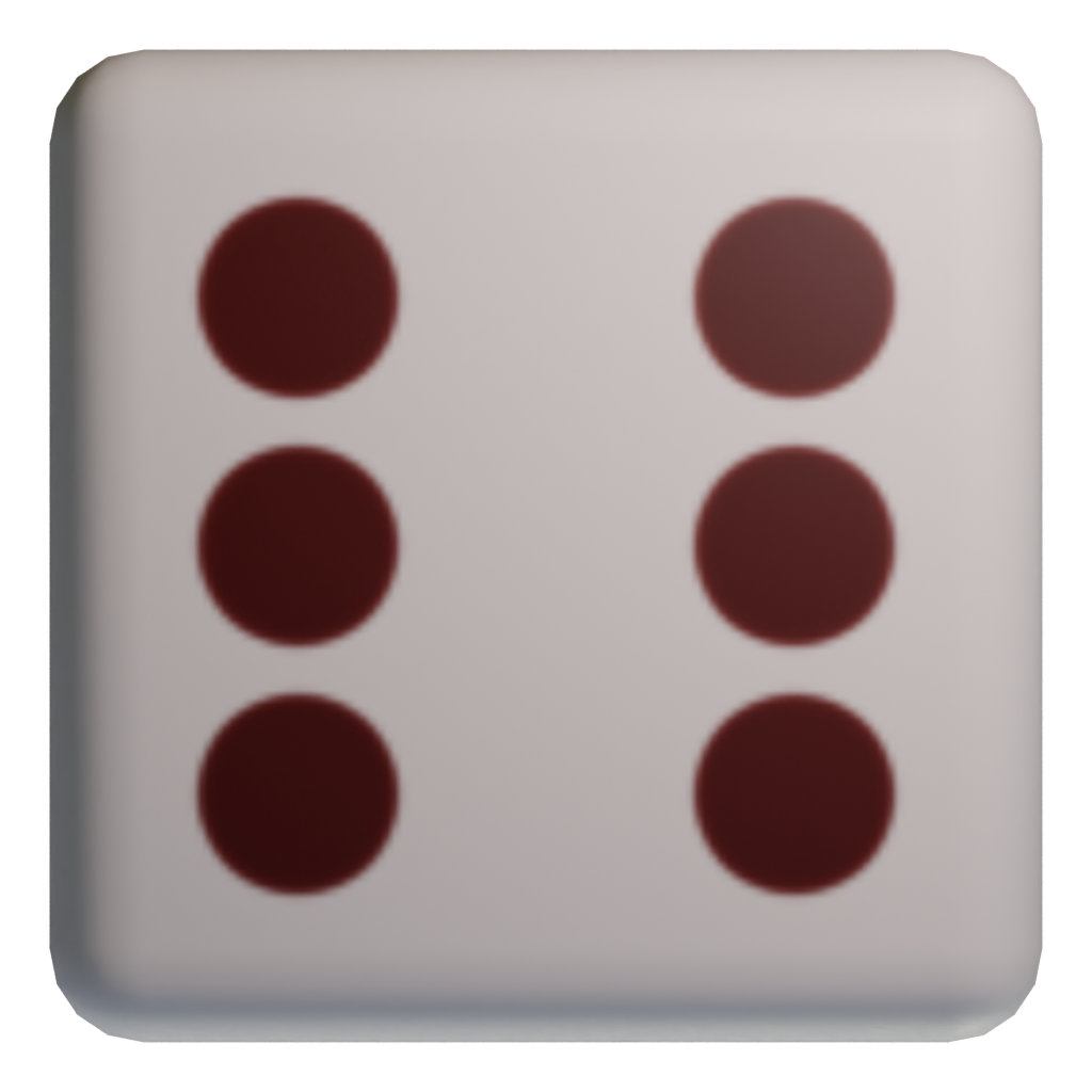 Bottom view of the Dice 3D model