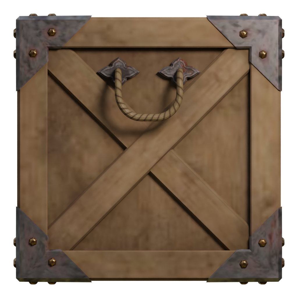 Left view of the Low Poly Wooden Crate 3D model