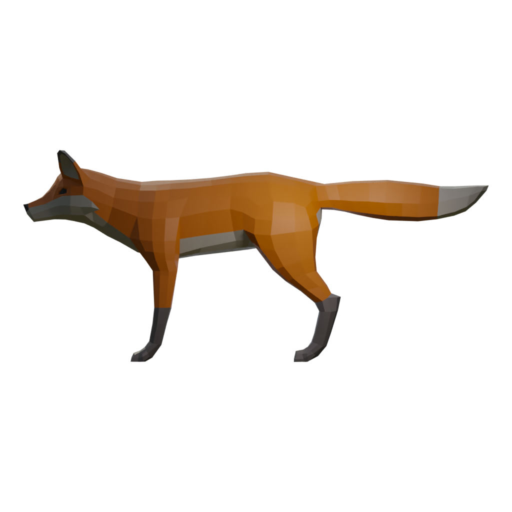 Left view of the Low Poly Fox 3D model