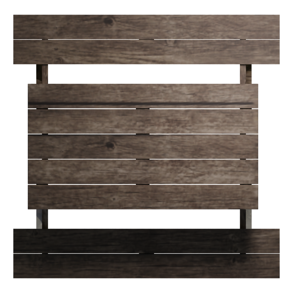 Top view of the Low Poly Wooden Bench 3D model