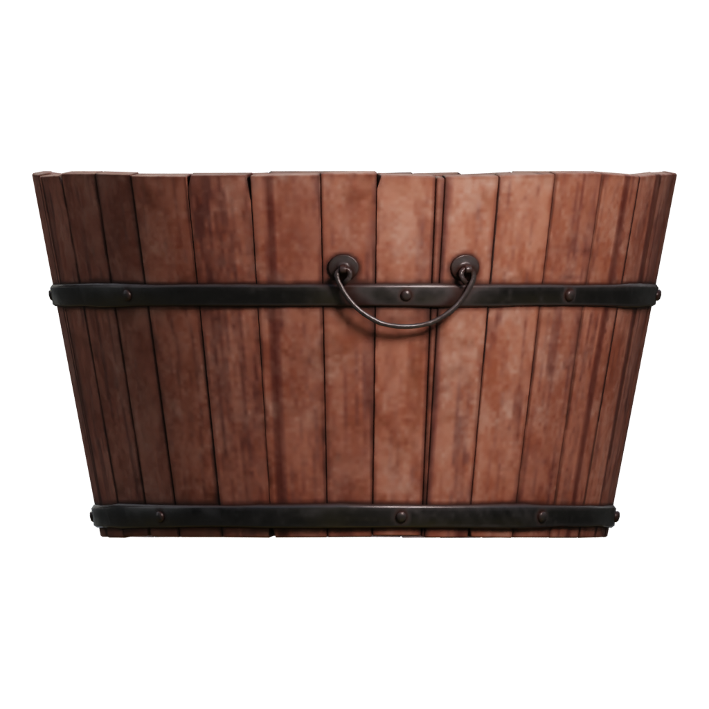 Left view of the Wooden Bucket 3D model
