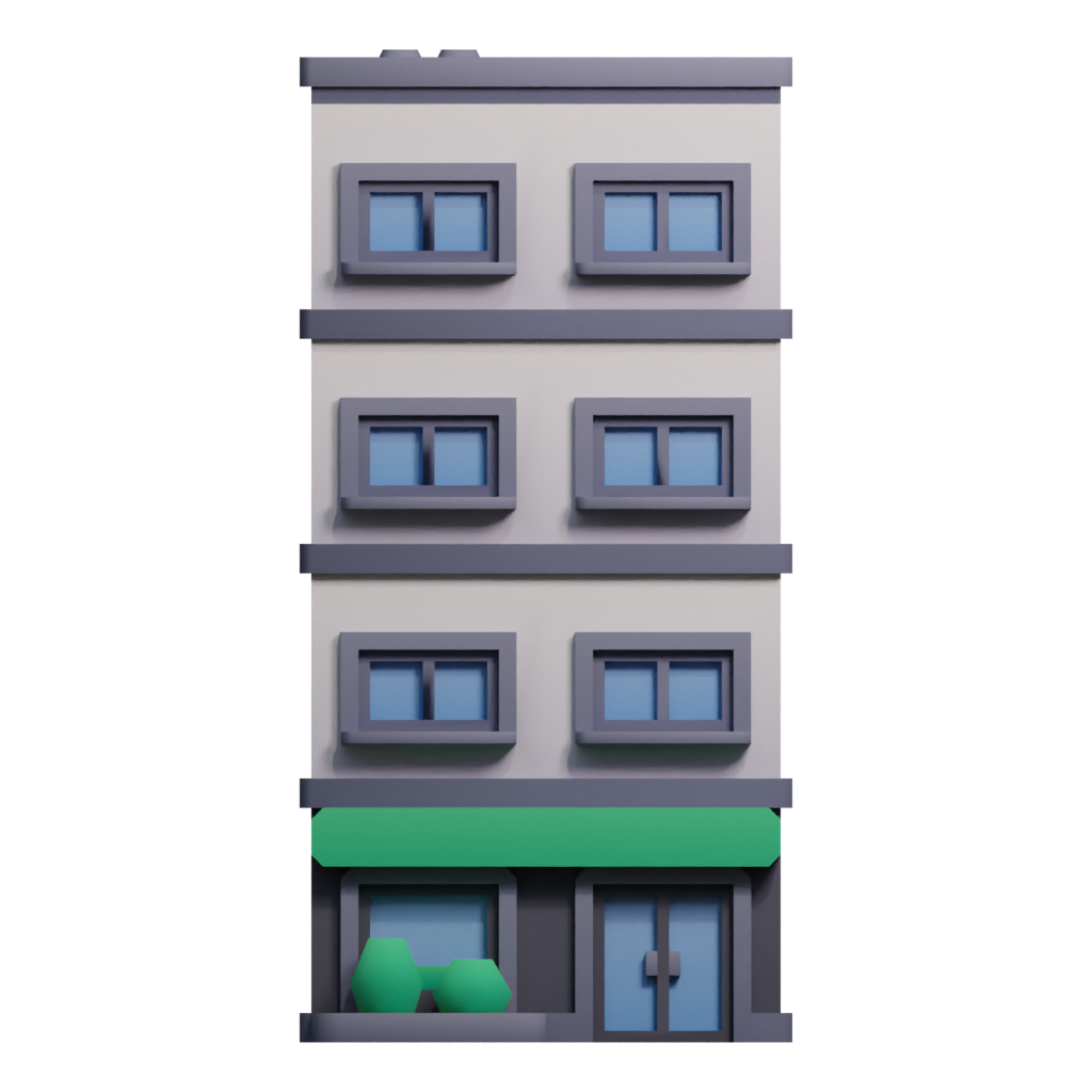 Back view of the Building Icon 3D model