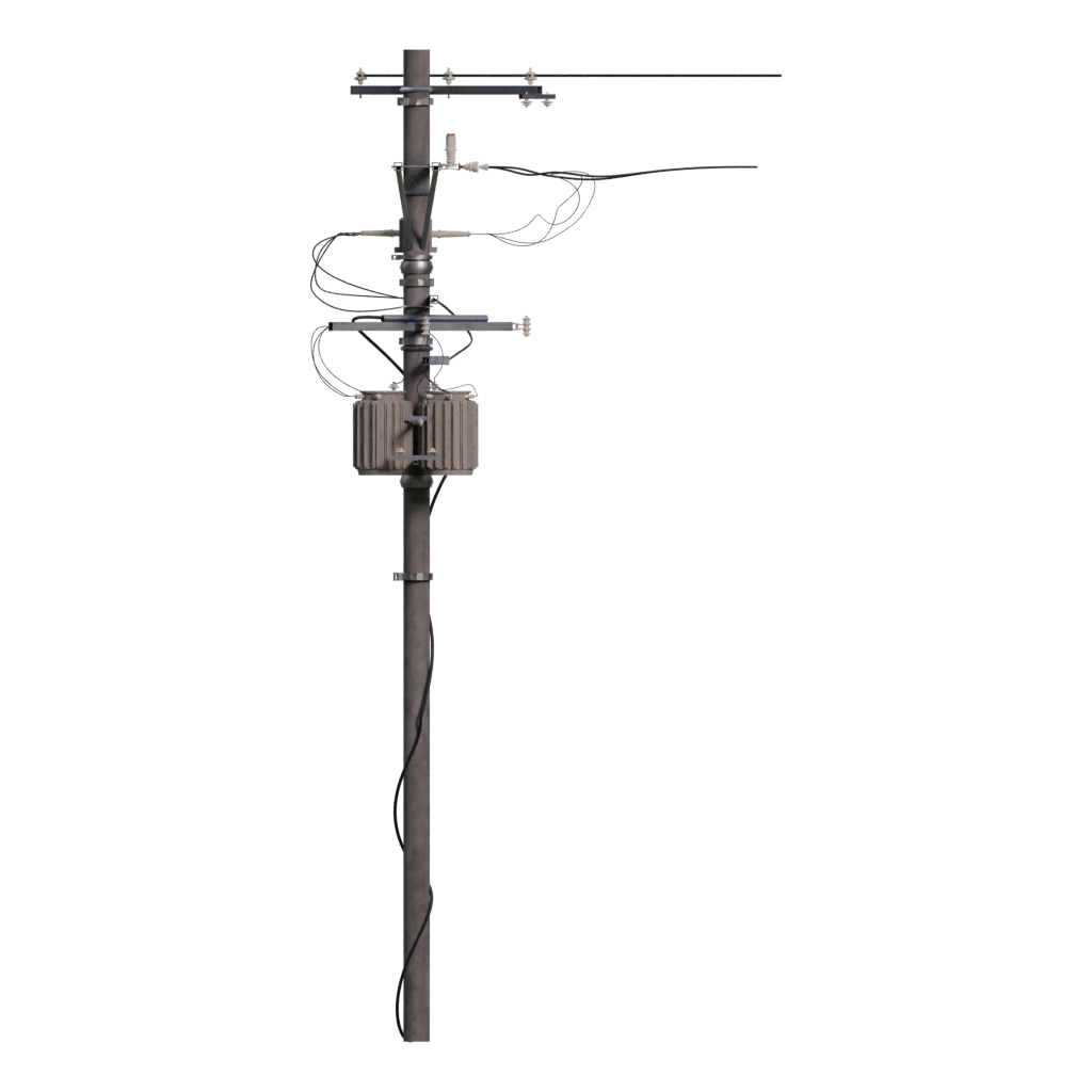 Right view of the Low Poly Telephone Pole 3D model