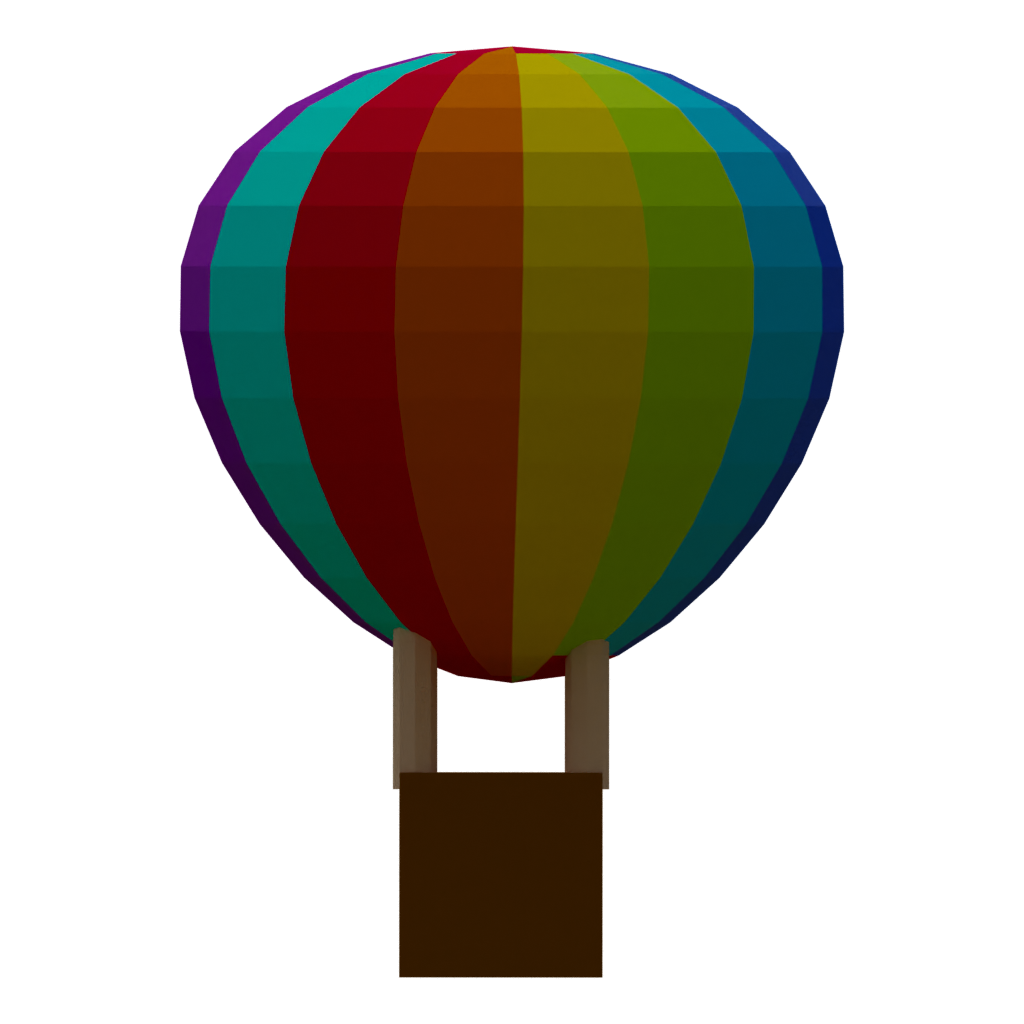 Left view of the Low Poly Air Balloon 3D model