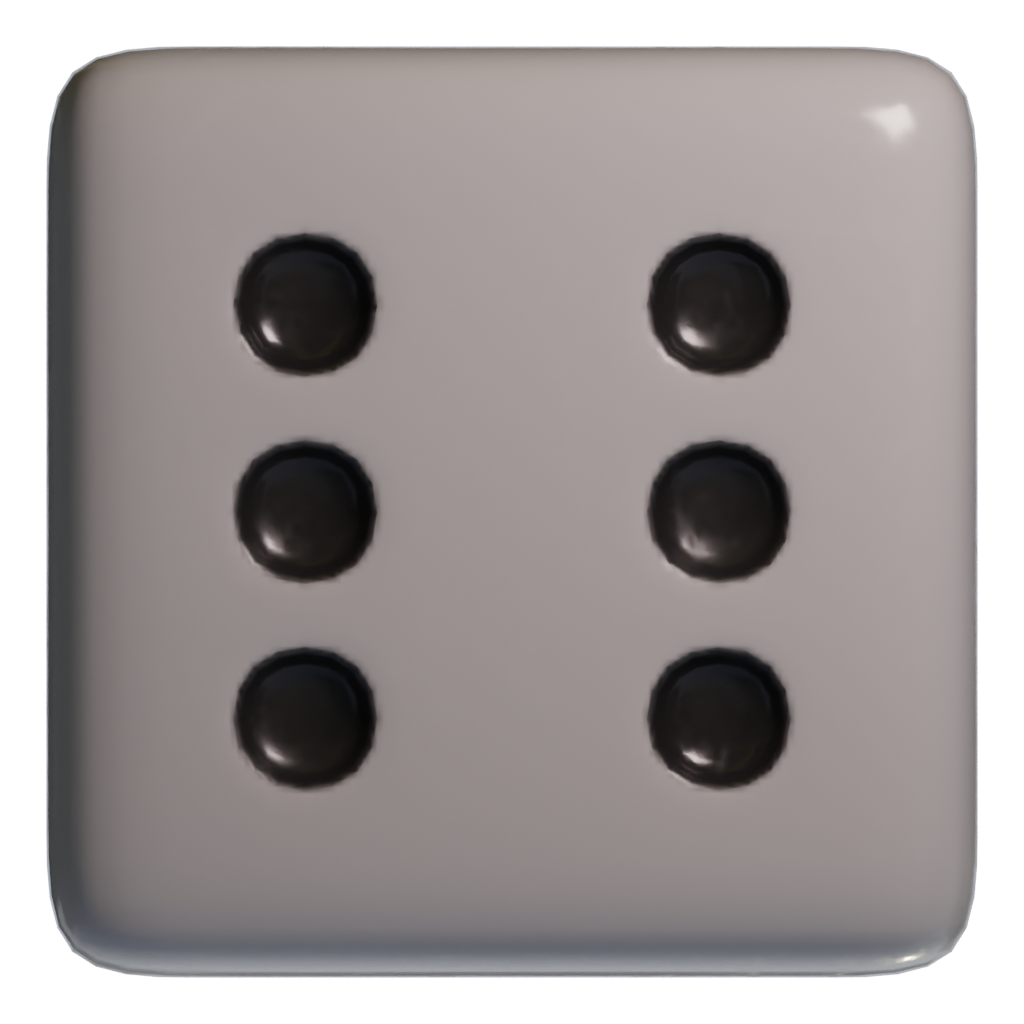 Top view of the Classic Bw Dice 3D model