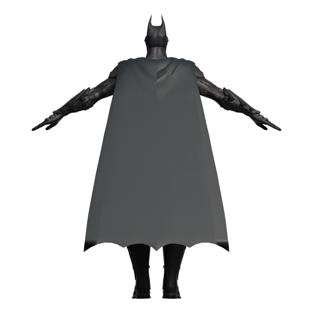 Back view of the Batman Low Poly 3D model