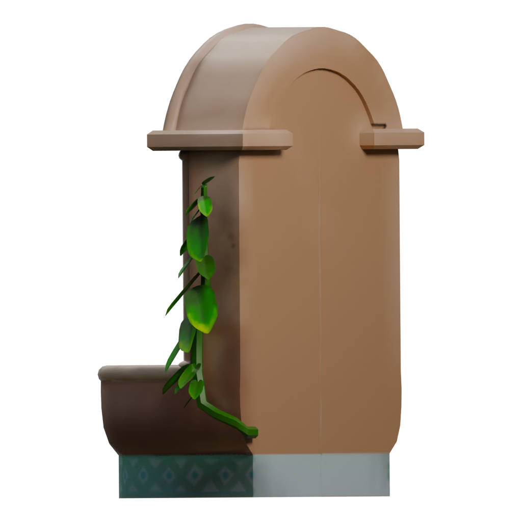 Left view of the Gamedeve Environment Low Poly Handpainting Fountain 3D model