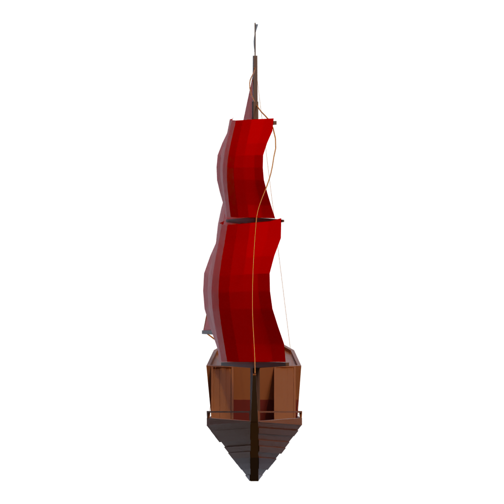 Front view of the Low Poly Trireme 3D model