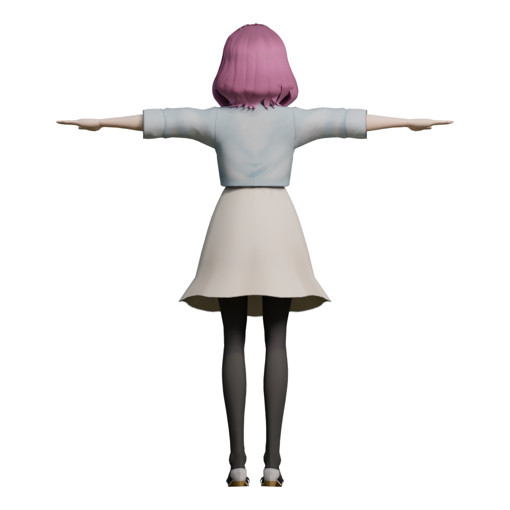 Back view of the Toony Cartoon Female Character 3D model
