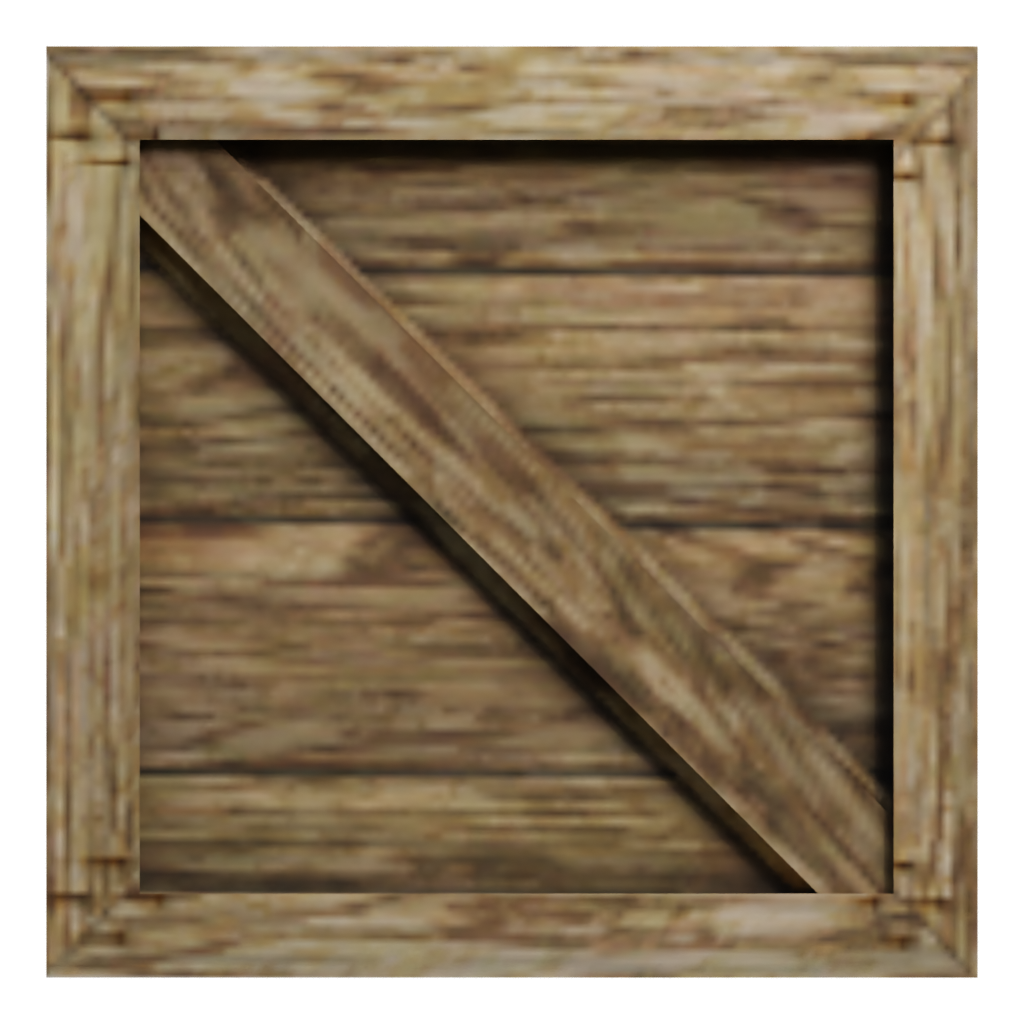 Back view of the Low Poly Wooden Crate 3D model
