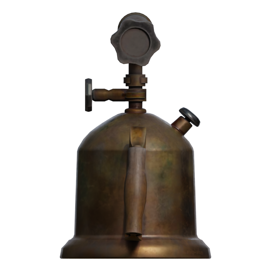 Back view of the Brass Blowtorch 3D model