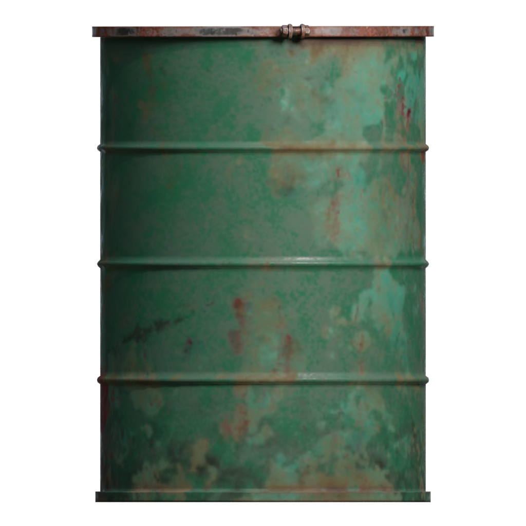 Back view of the Rusty Barrel Bump Mapped 3D model