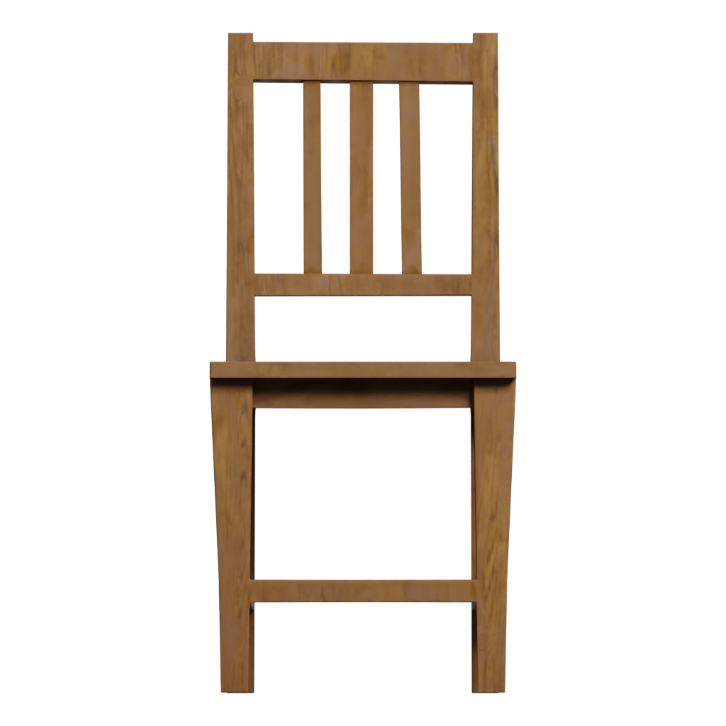 Front view of the Wooden Chair 3D model