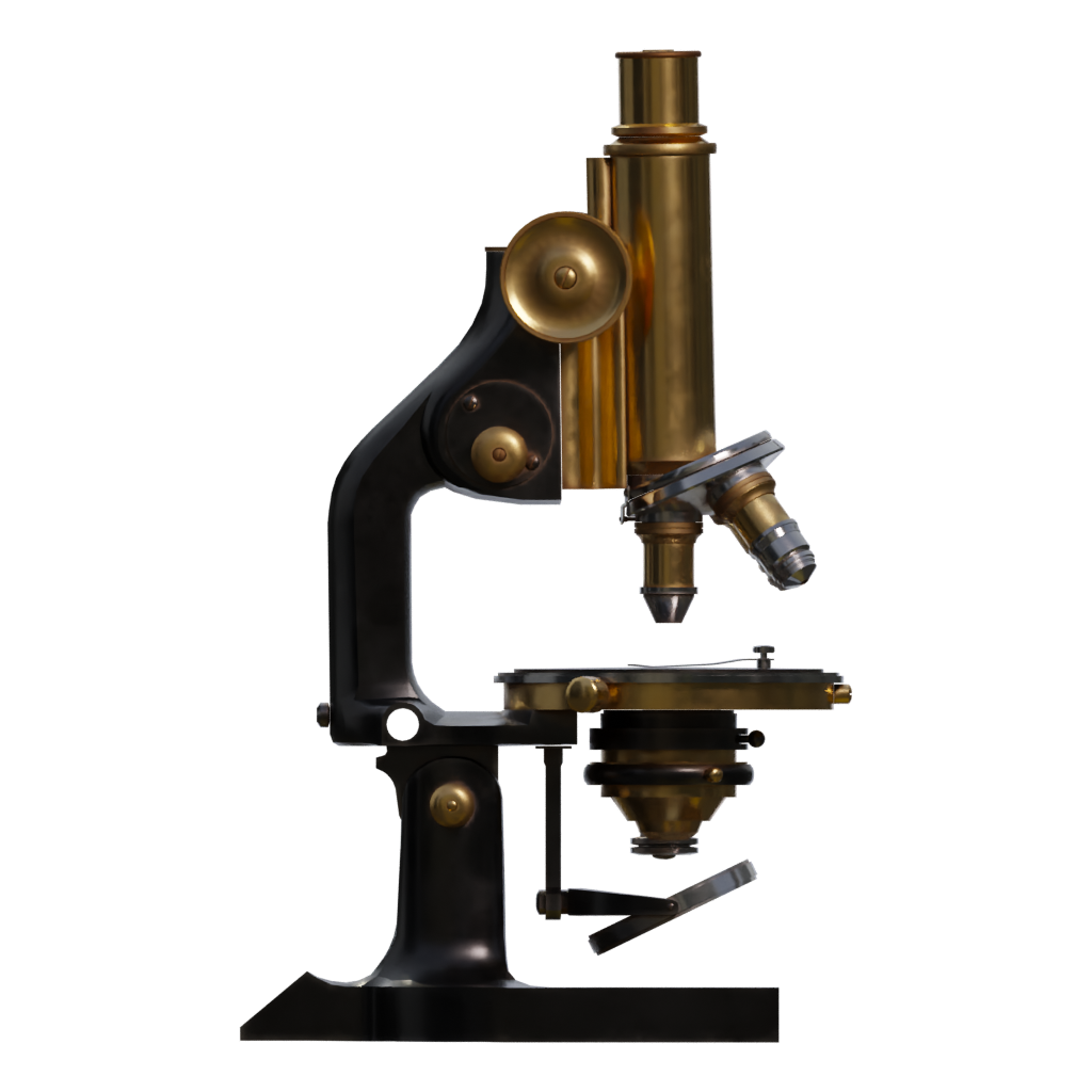 Left view of the Vintage Microscope 3D model