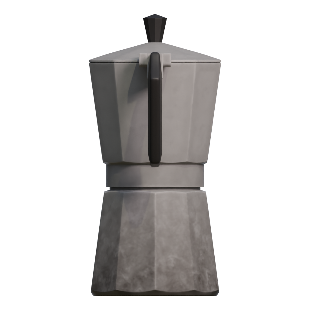 Back view of the Moka Pot 3D model
