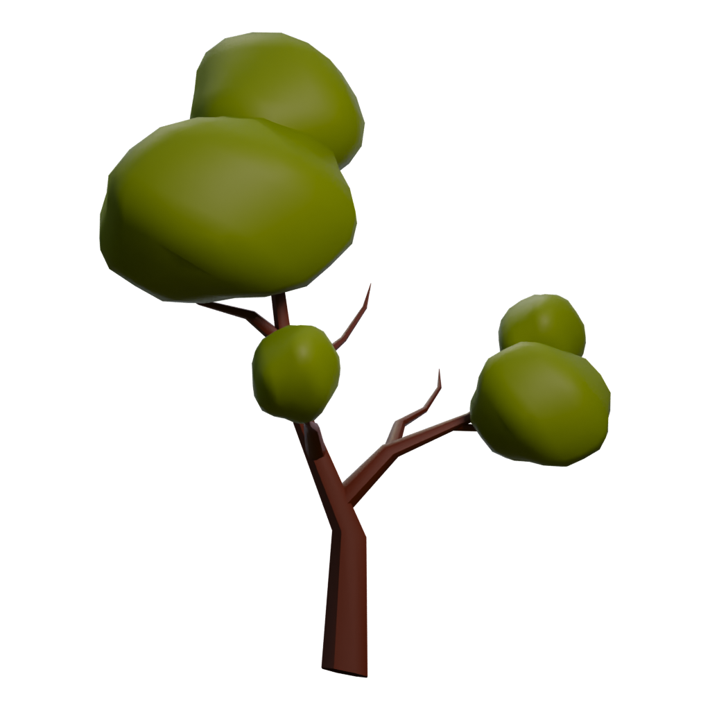 Left view of the Low Poly Ash Tree Sping For Free 3D model