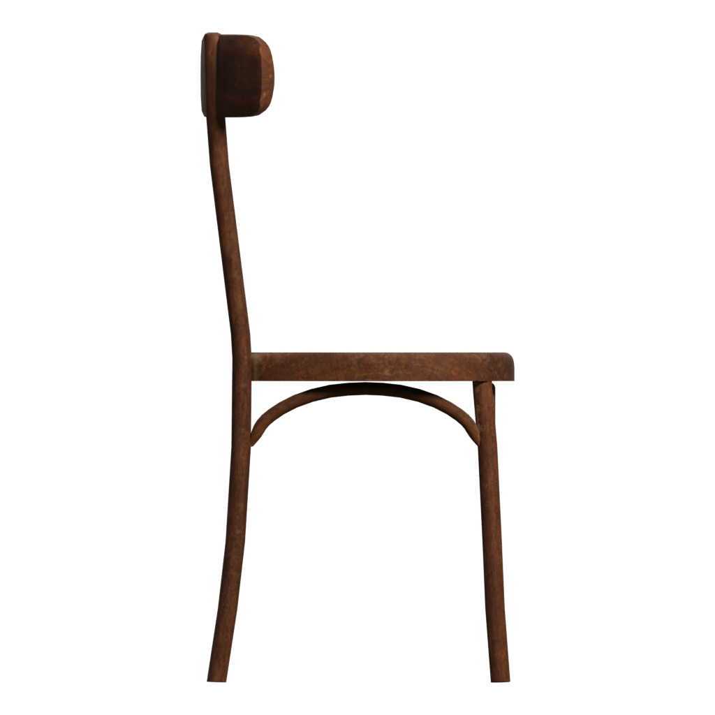 Right view of the Old Wood Chair 3D model
