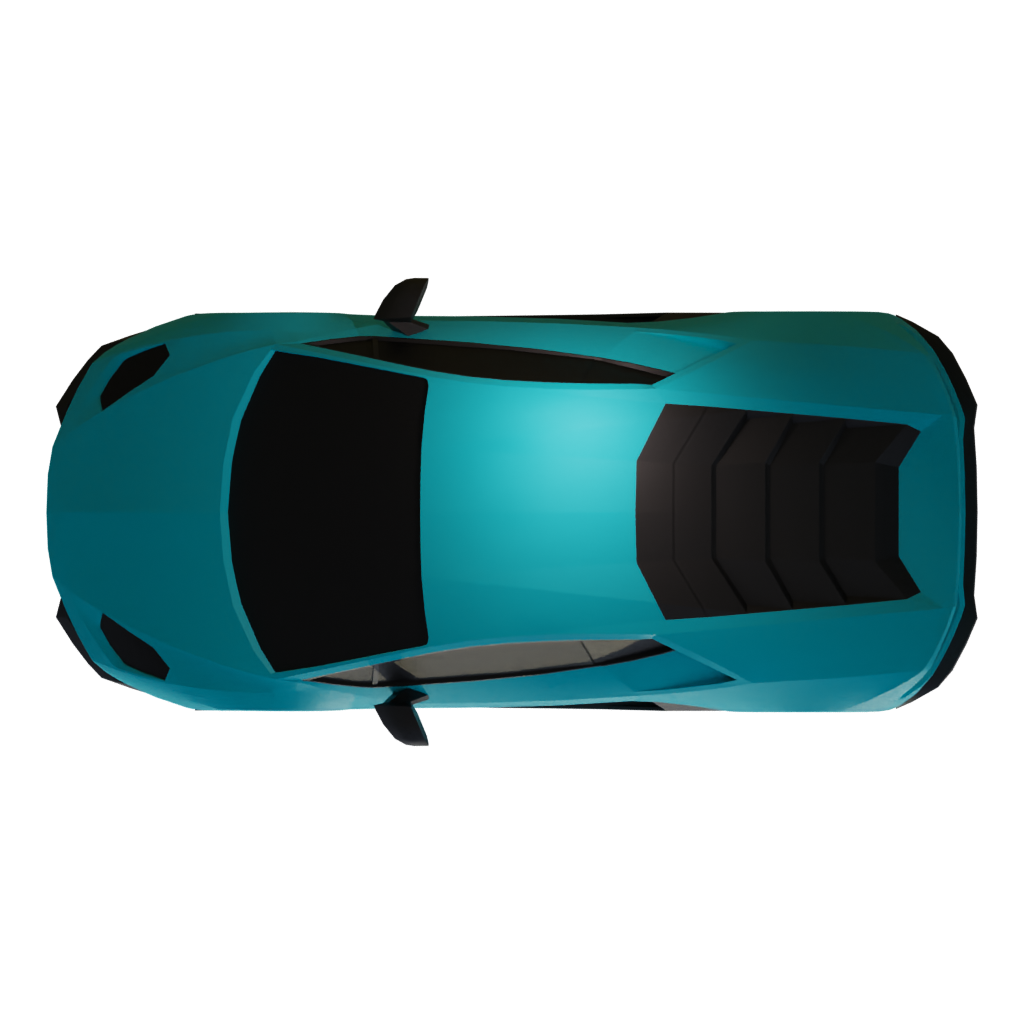 Top view of the Low Poly Super Car 1 3D model