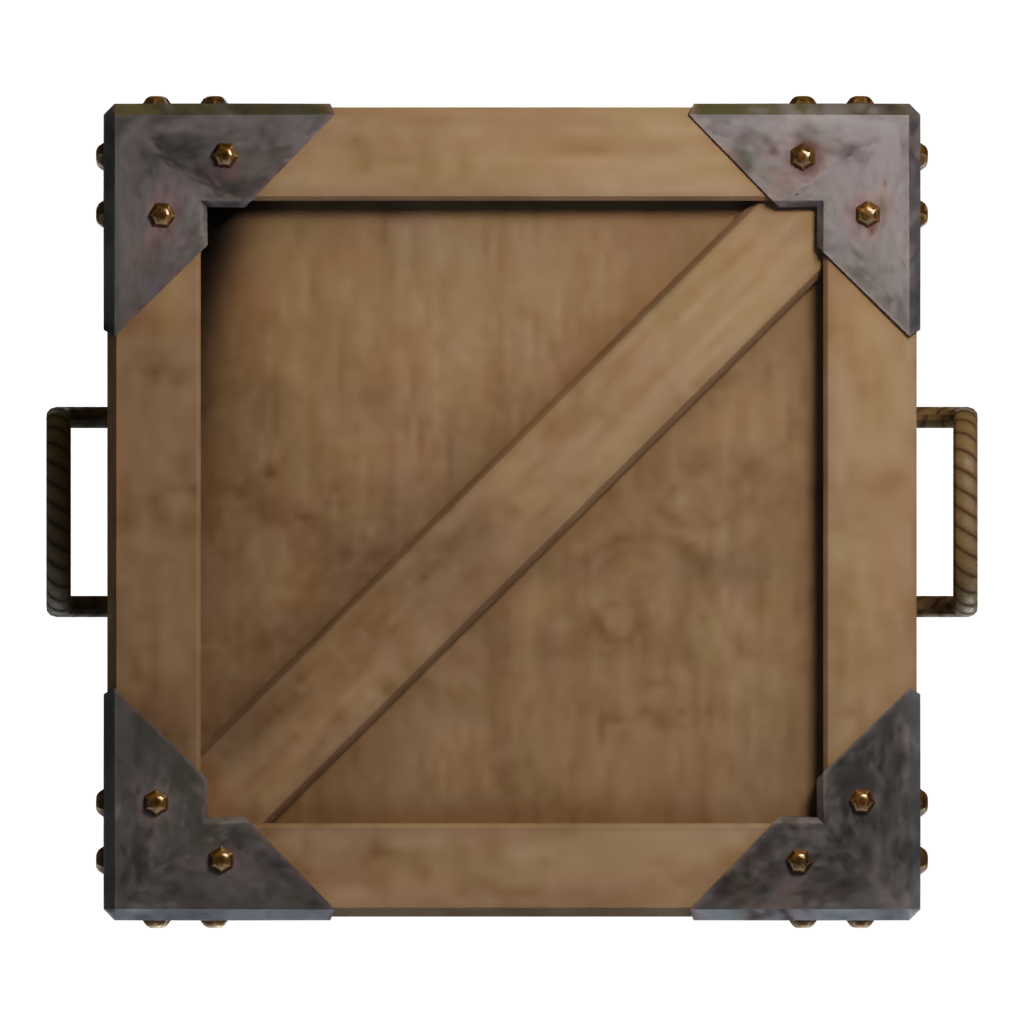 Bottom view of the Low Poly Wooden Crate 3D model