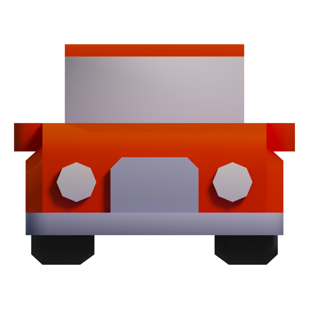 Left view of the Cartoon Low Poly Toy Car 3D model