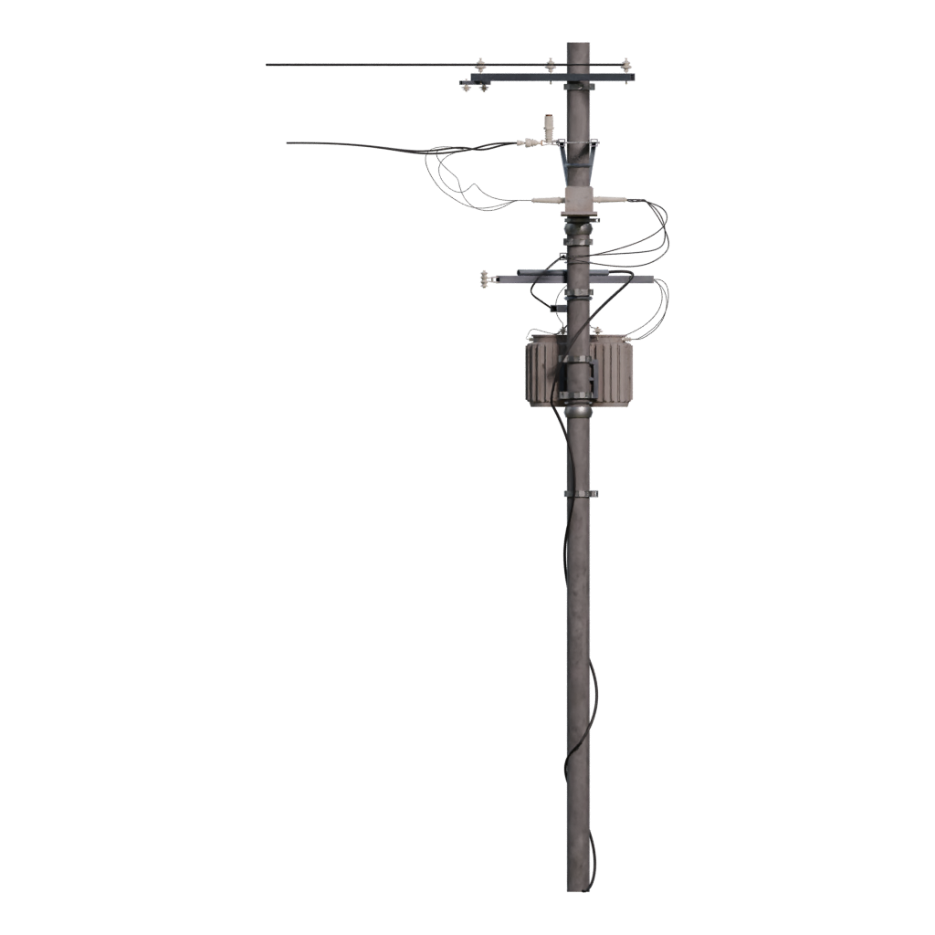 Left view of the Low Poly Telephone Pole 3D model
