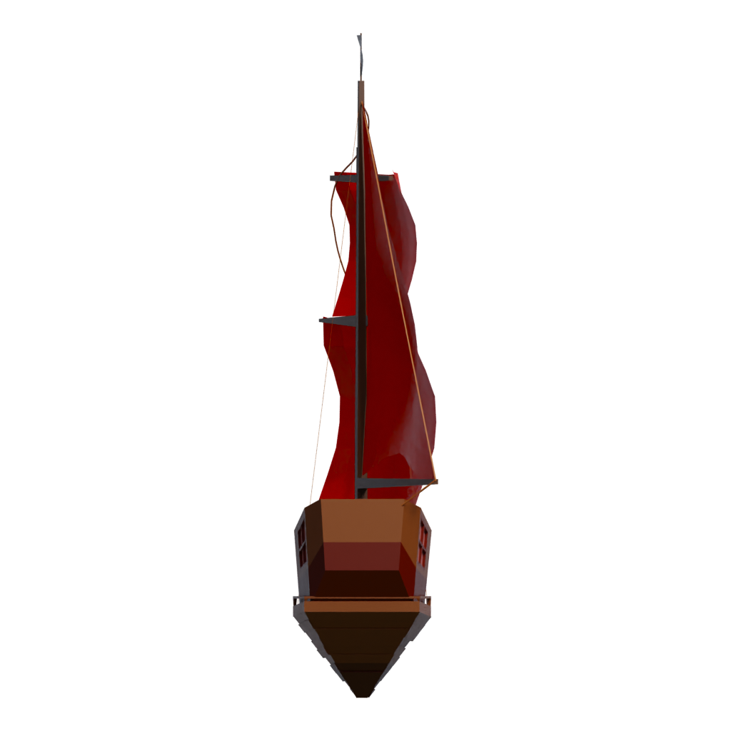 Back view of the Low Poly Trireme 3D model