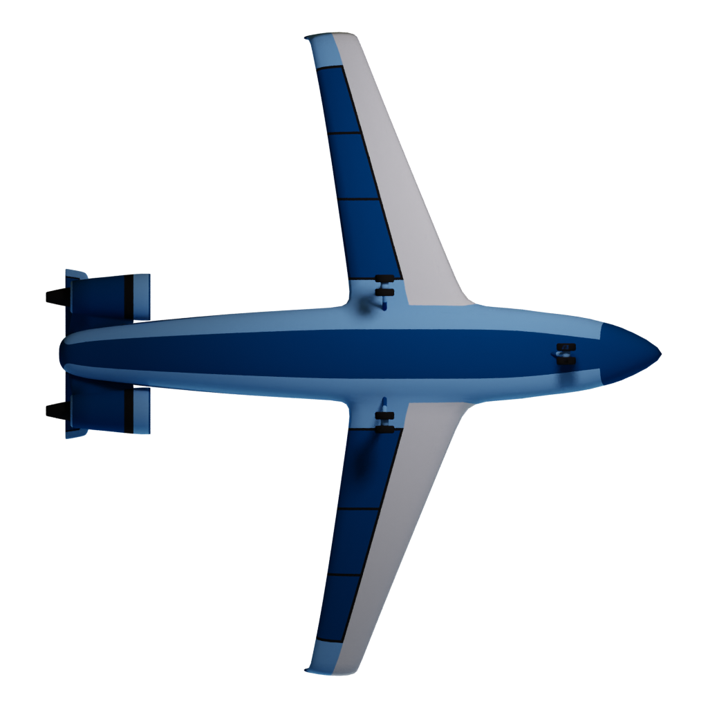 Bottom view of the Avion Comercial 3D model
