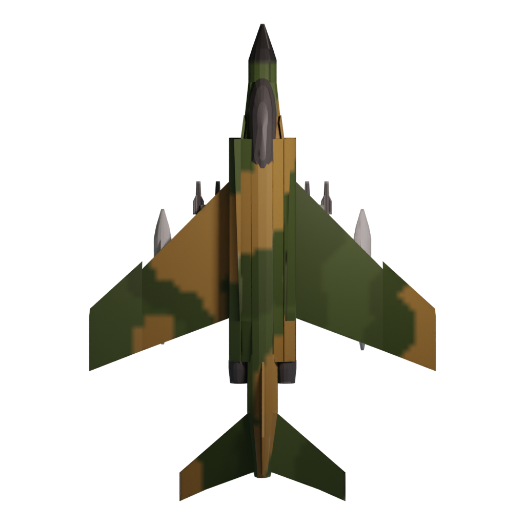 Top view of the Low Poly F-4 Phantom 3D model