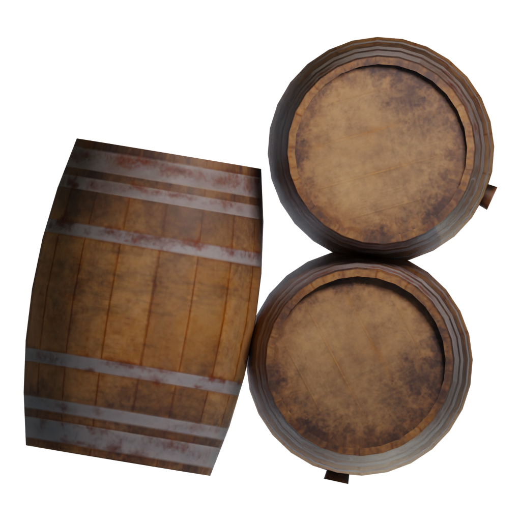 Bottom view of the Wood Barrel 3D model