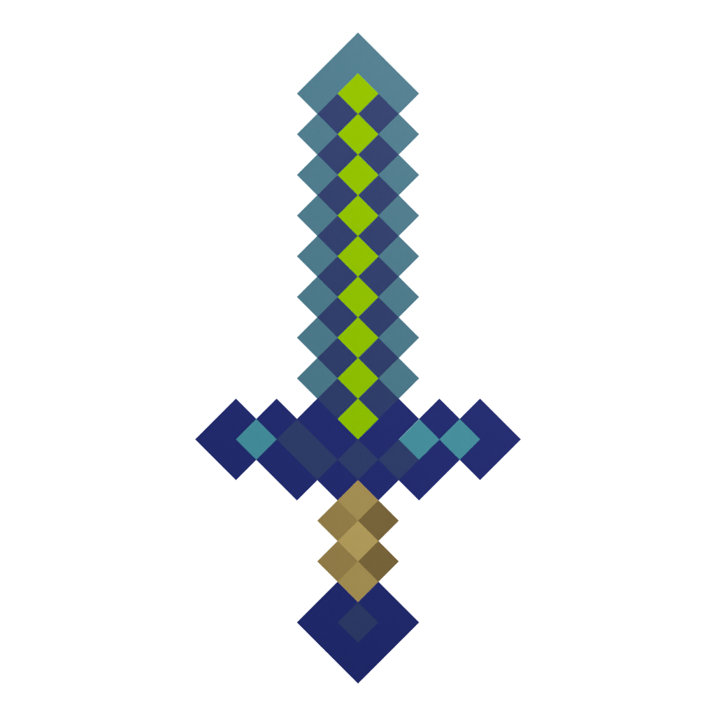 Front view of the Minecraft Sword Diamond 3D model