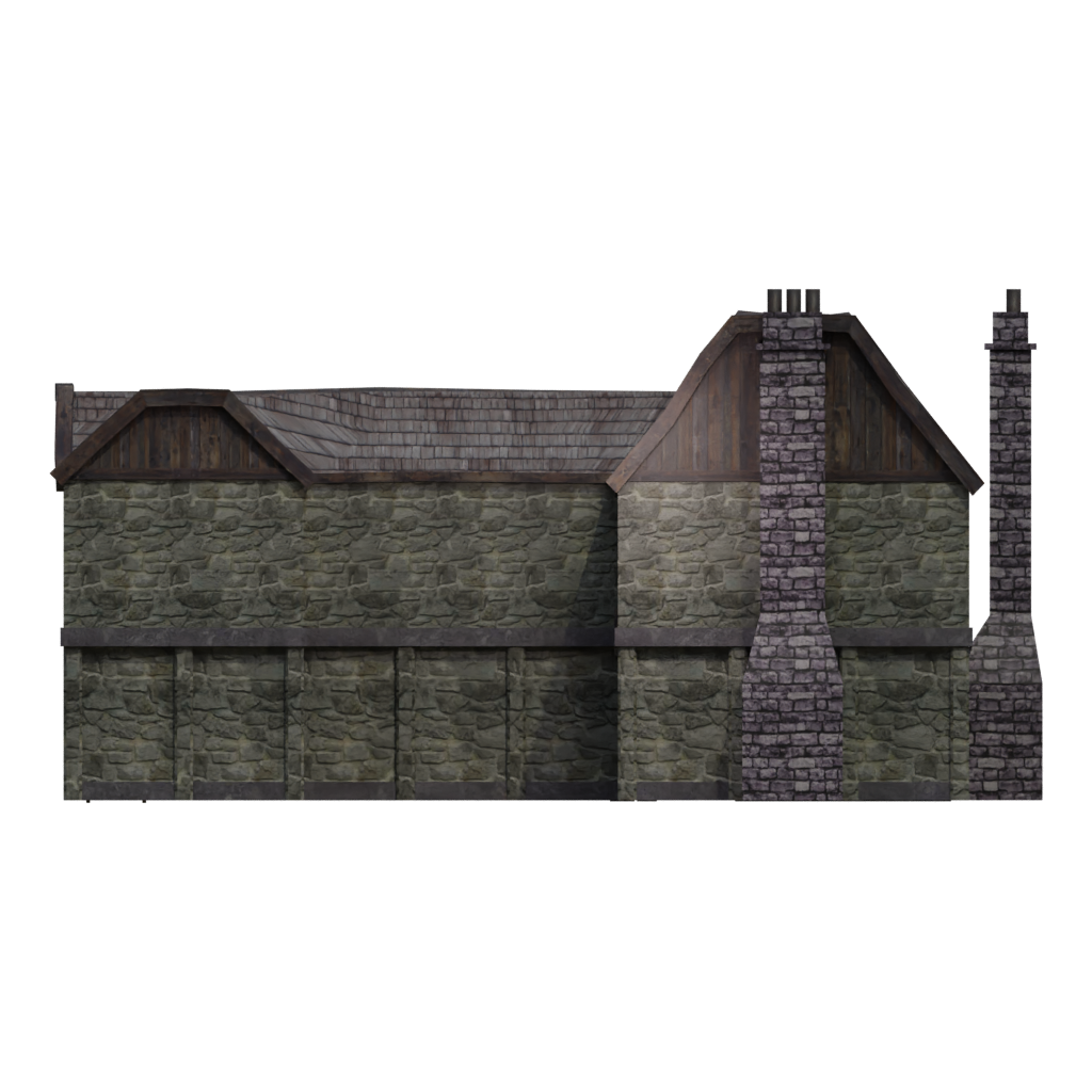 Back view of the Low Poly Building Collection 3D model
