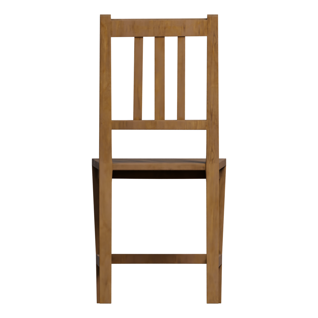 Back view of the Wooden Chair 3D model