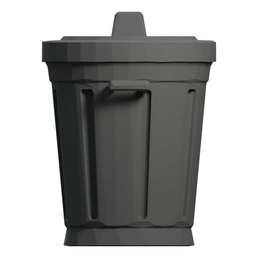 Right view of the Free Desktop Trash Can With Lid 3D model