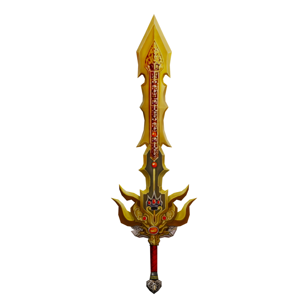 Back view of the Low Poly Sword 3D model