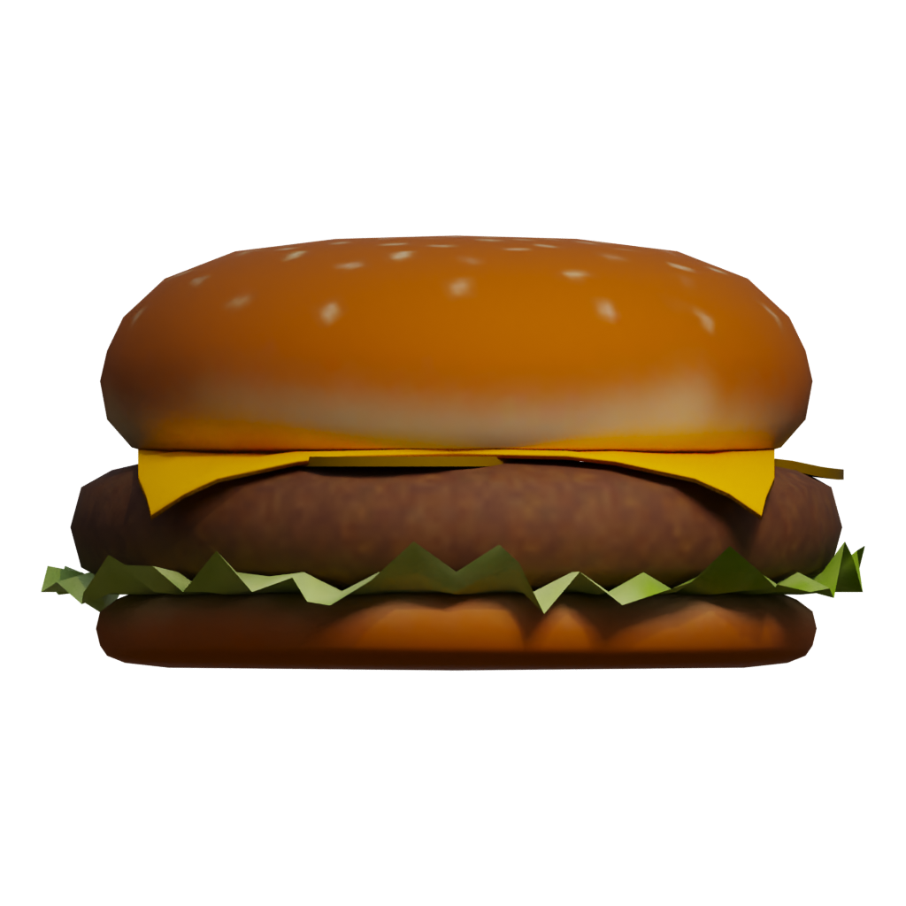 Front view of the Burger Gameready 3D model