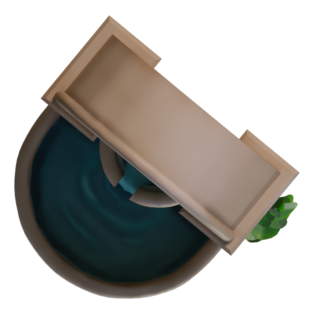 Top view of the Gamedeve Environment Low Poly Handpainting Fountain 3D model