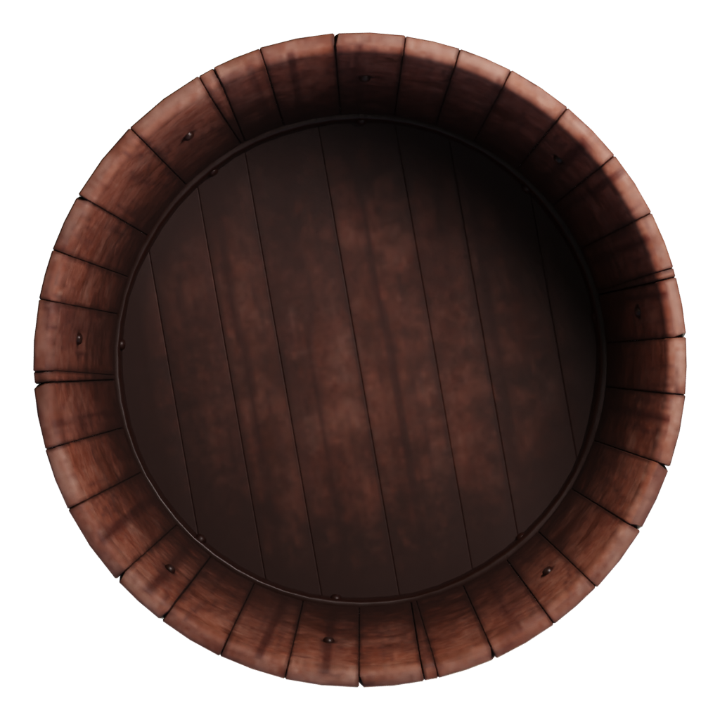 Top view of the Wooden Bucket 3D model
