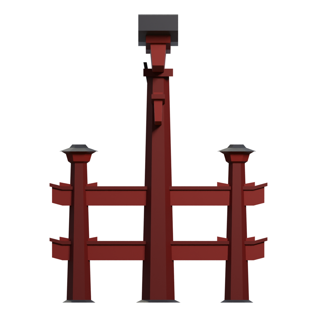 Left view of the Japanese Gates Torii Low Poly 3D model