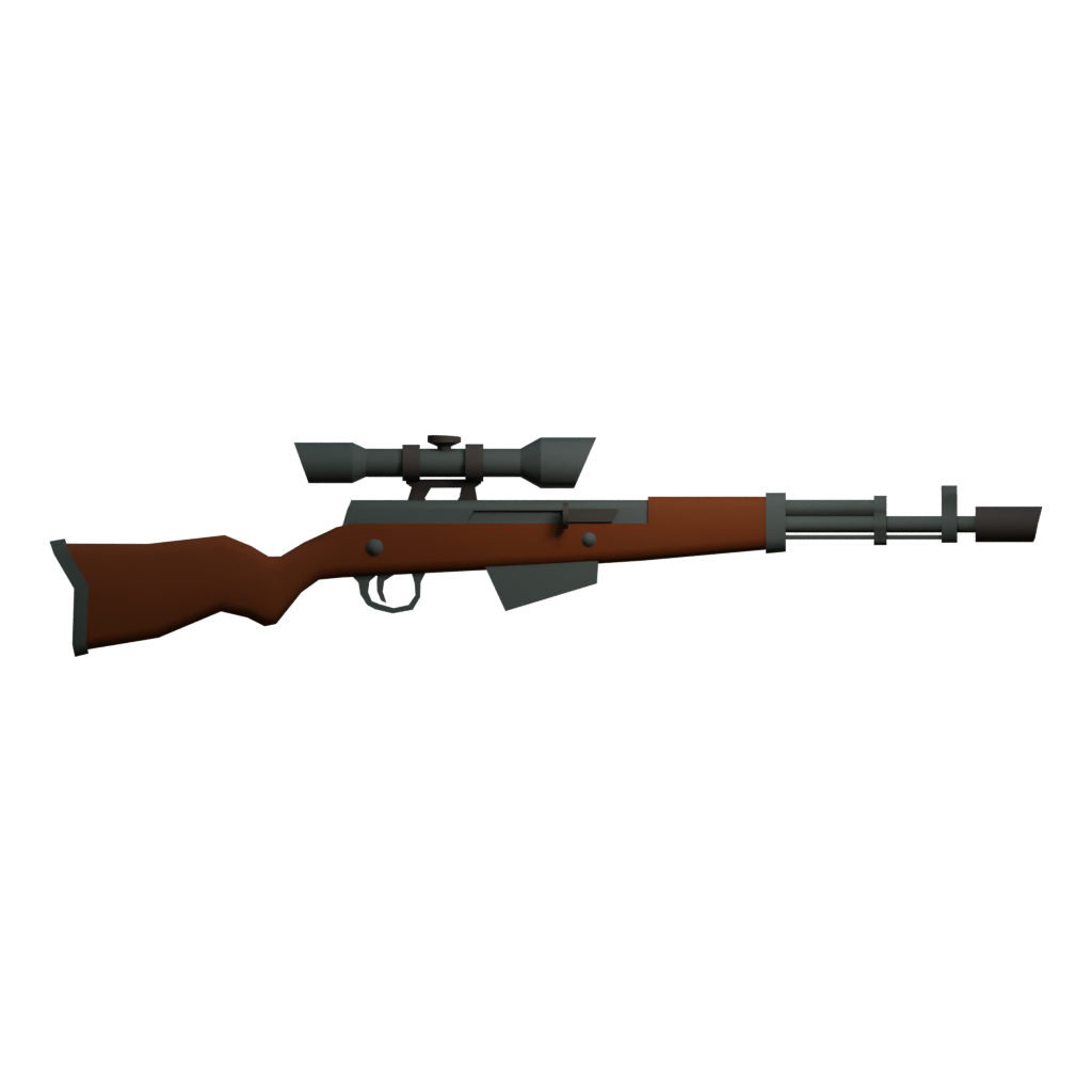 Back view of the Dragunov Sniper Rifle Low Poly 3D model