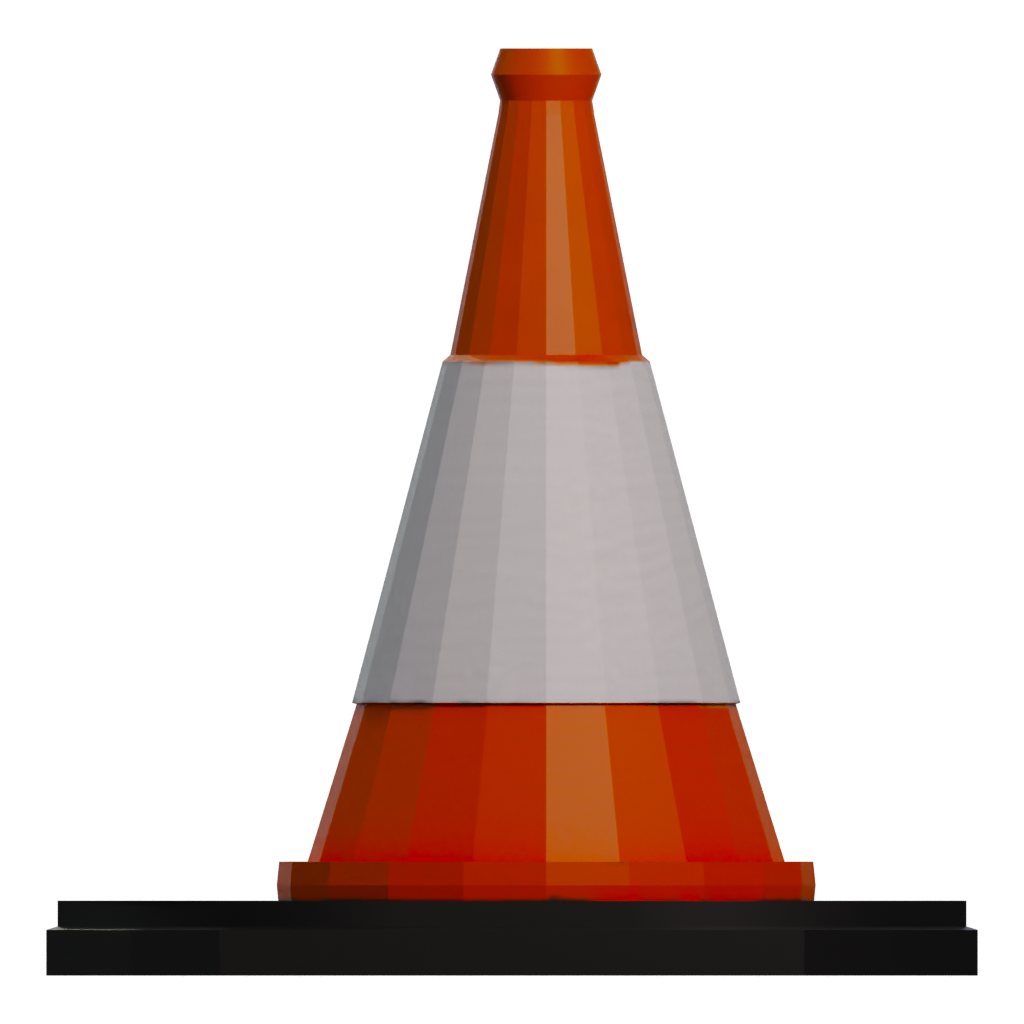 Left view of the Traffic Cone Low Poly 3D model