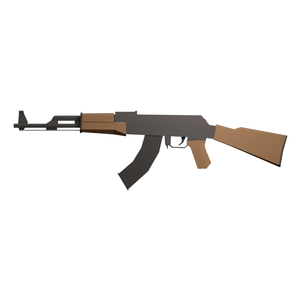 Back view of the AK 47 3D model