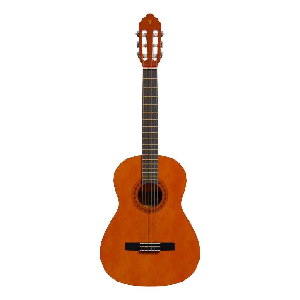 Front view of the Guitarclassiclowpoly 3D model