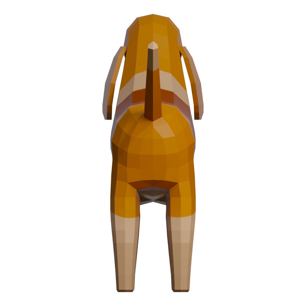 Back view of the Low Poly Dog 3D model