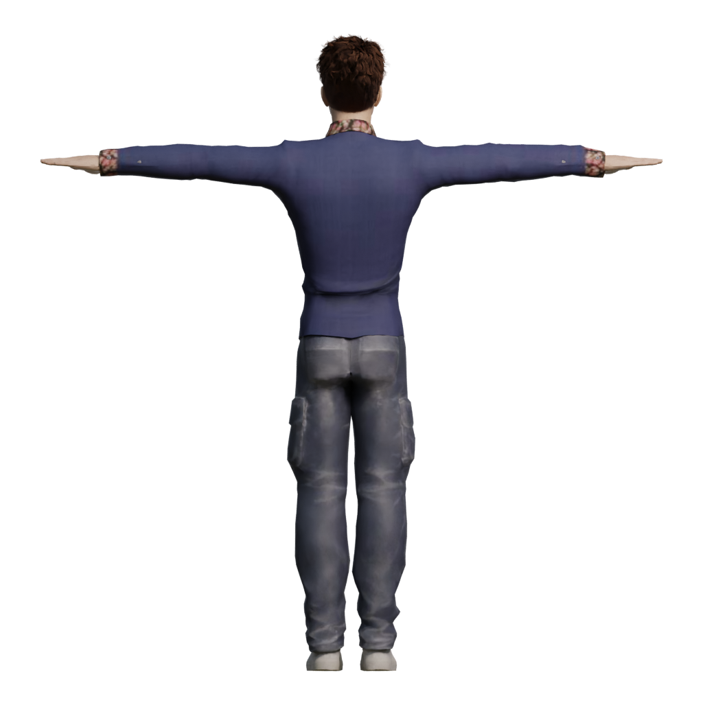 Back view of the Character Quidam Biped For 3Dsmax 3D model