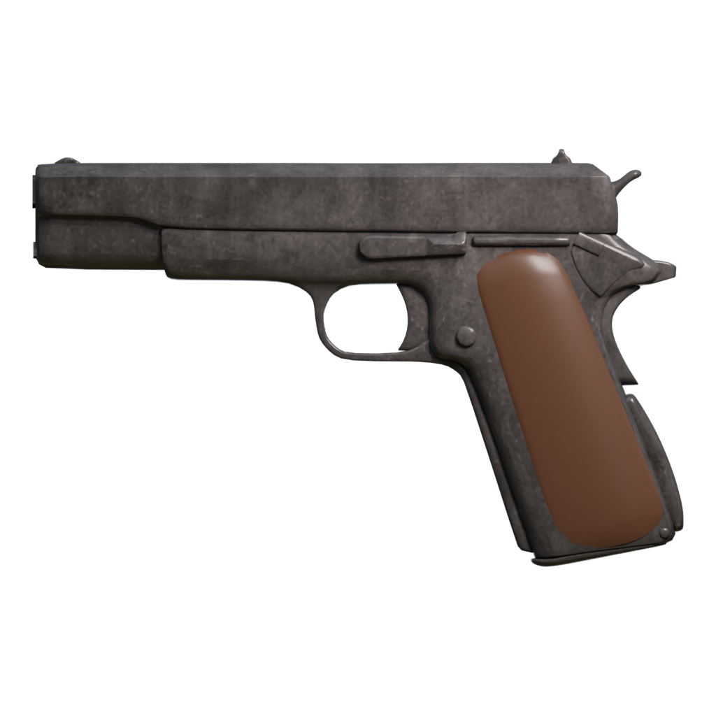 Back view of the Soviet Tokarev 1952 Game Ready Low Poly PBR 3D model