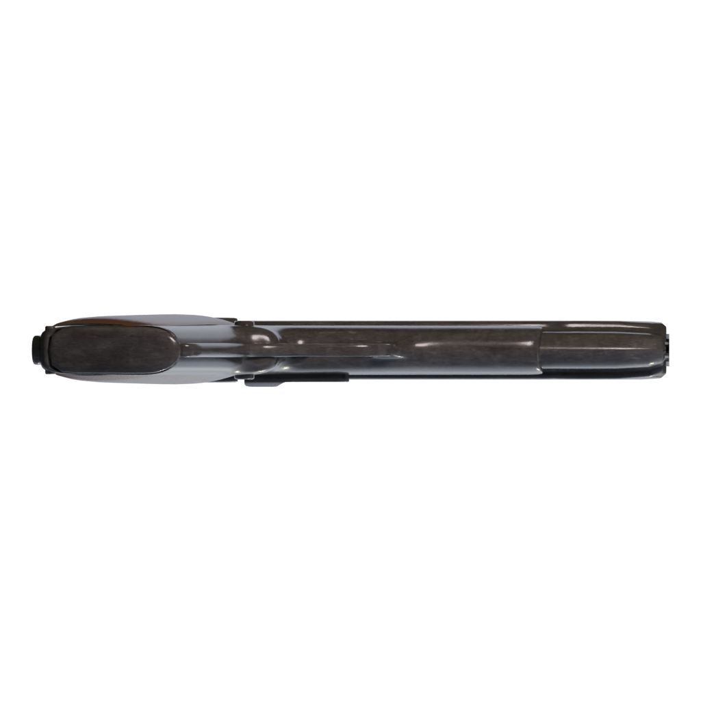 Bottom view of the Soviet Tokarev 1952 Game Ready Low Poly PBR 3D model