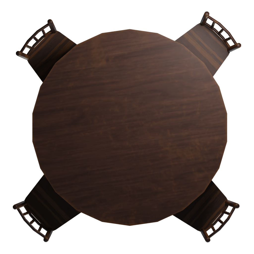 Top view of the Round Table And Chairs 3D model