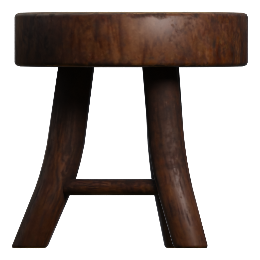Right view of the 3 Legged Stool 3D model